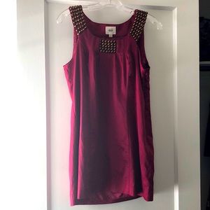 Eci mini shift dress with brass stud details.